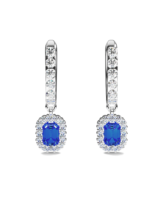 White Gold Earring with emeralds and diamonds