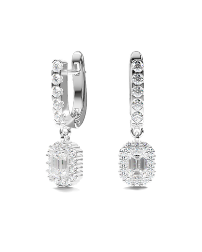 White Gold Earrings with Emerald-Cut and Round Diamonds