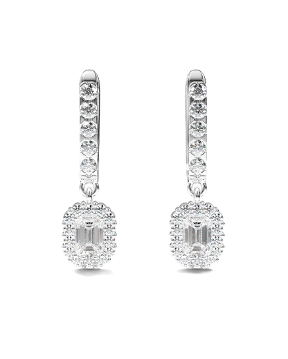 White Gold Earrings with Emerald-Cut and Round Diamonds