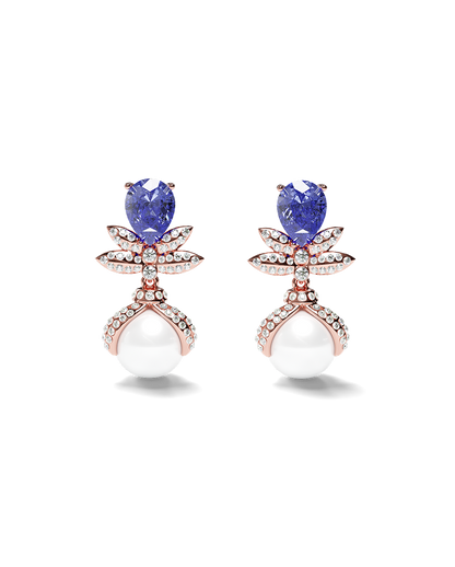 White Gold Akoya Pearls with Tanzanites and Diamonds