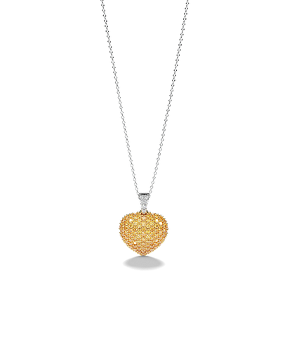 Two-Tone Heart Pendant with Yellow Diamonds