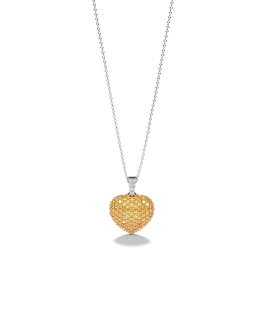 Two-Tone Heart Pendant with Yellow Diamonds