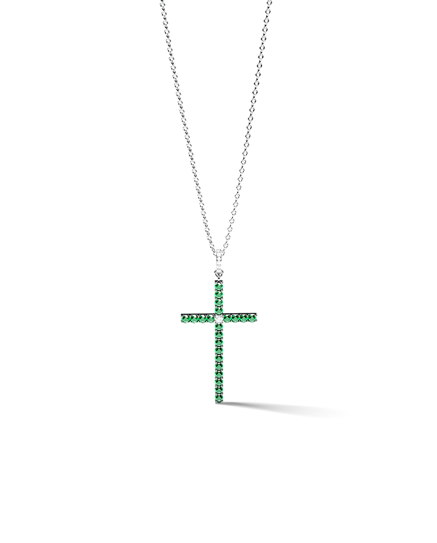 White Gold Cross Necklace with Diamonds