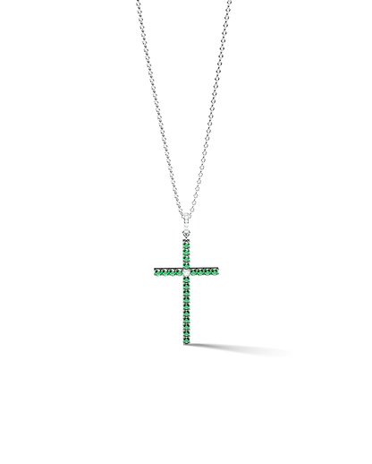 White Gold Cross Necklace with Diamonds