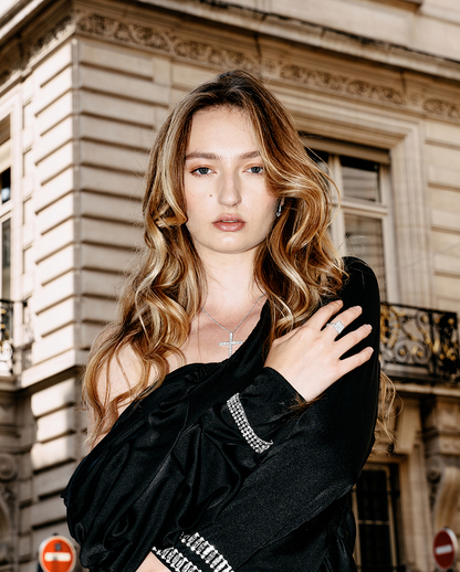 White Gold Cross Necklace with Diamonds