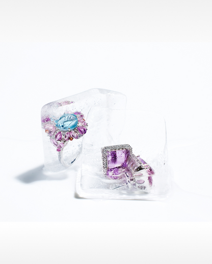 White Gold Earrings with Ametrine and Diamonds