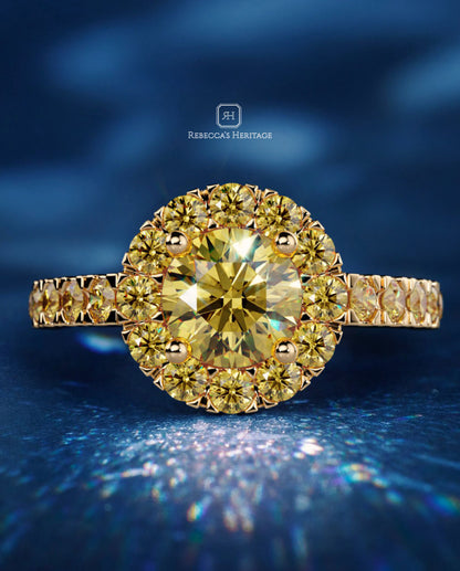 Yellow gold ring with fancy diamonds