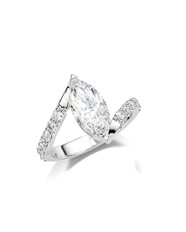 White gold ring with Marquise diamond