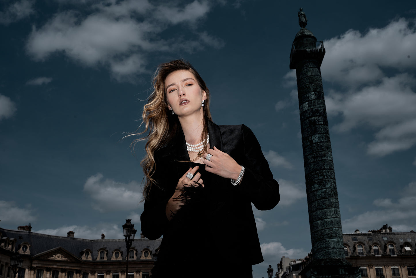 Golden Tear Cross Pendant – 18K Gold, Diamond & Pearl