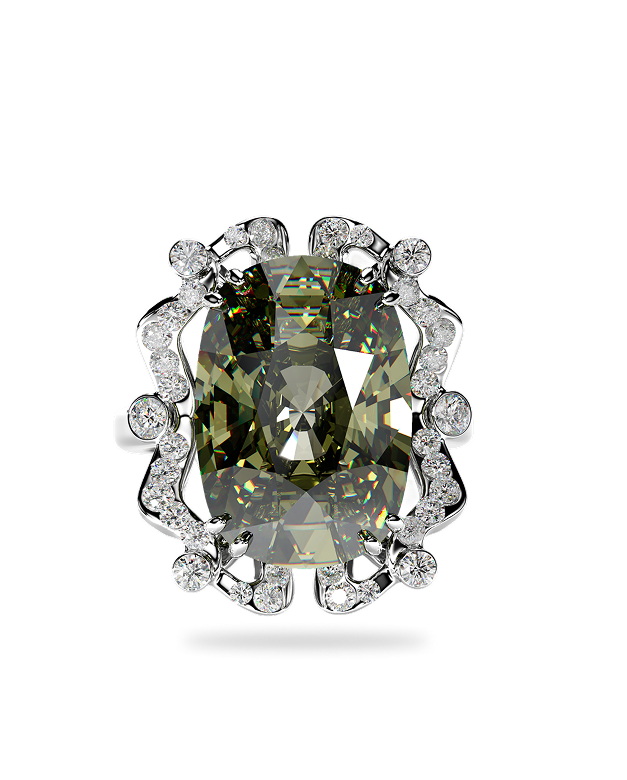 White Gold Ring with Sultanite