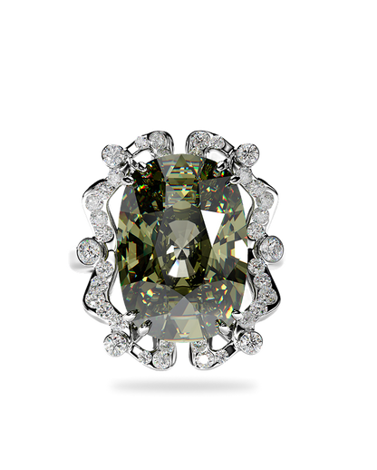 White Gold Ring with Sultanite