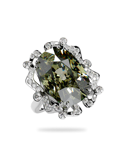 White Gold Ring with Sultanite