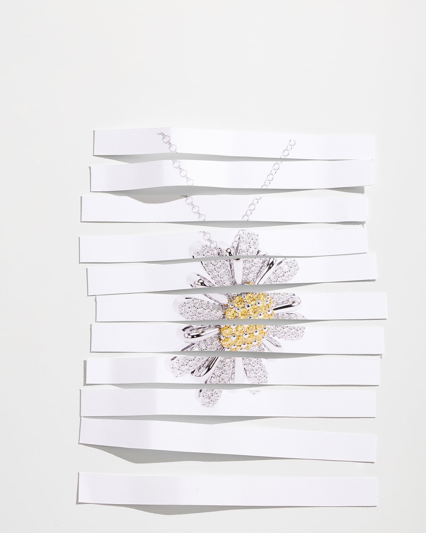 Yellow & White Diamond Daisy Pendant Necklace