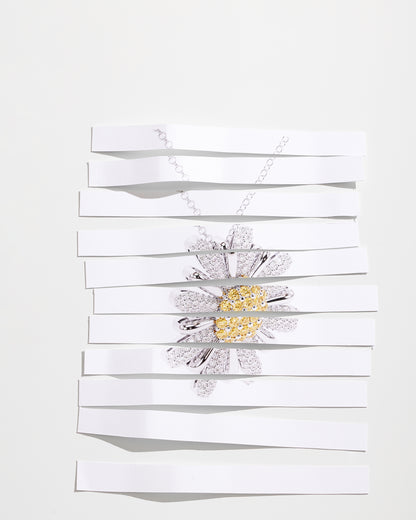 Yellow & White Diamond Daisy Pendant Necklace