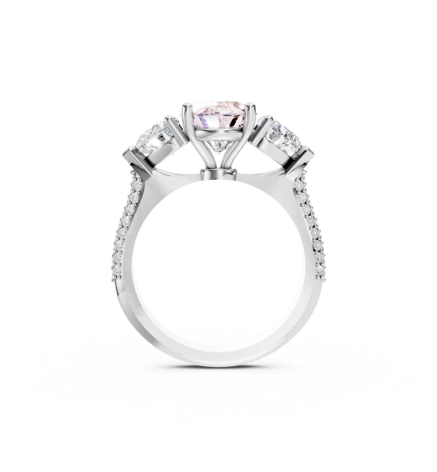 18kt White gold Rose Trilogy Diamond Ring