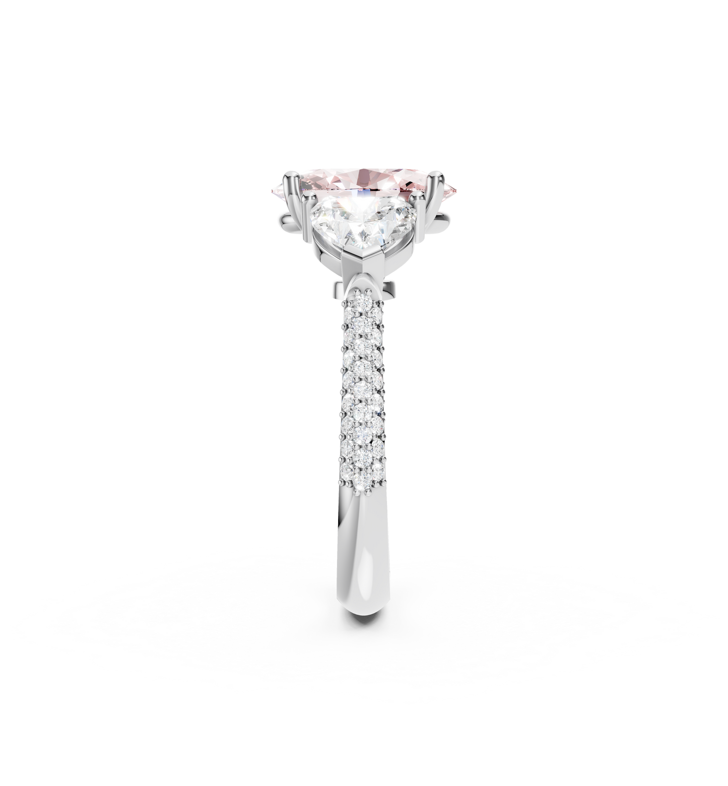 18kt White gold Rose Trilogy Diamond Ring