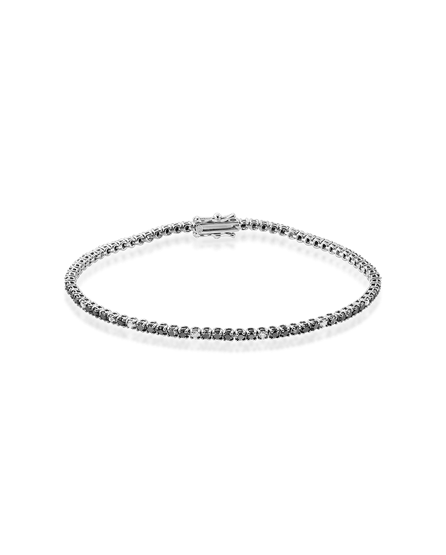 White  gold tennis bracelet with black diamondss and white  diamonds