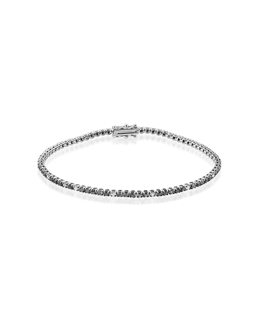 White  gold tennis bracelet with black diamondss and white  diamonds