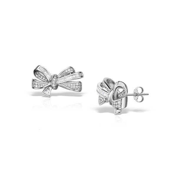 18kt White Gold Bow-Tie Diamond Earrings