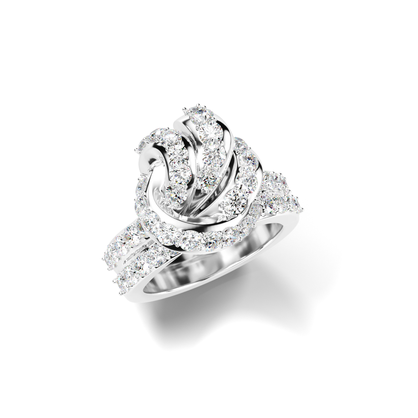 White Gold Diamond Knot Ring