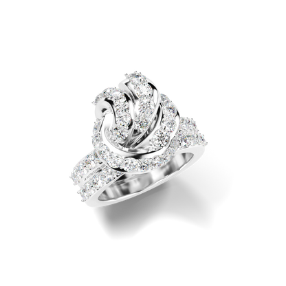 White Gold Diamond Knot Ring