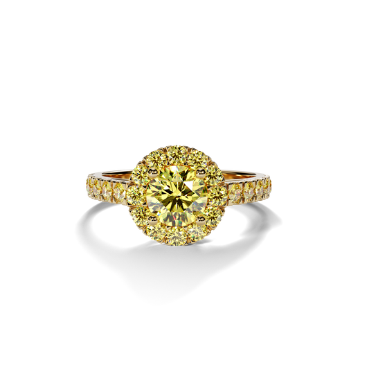 Yellow gold ring with fancy diamonds