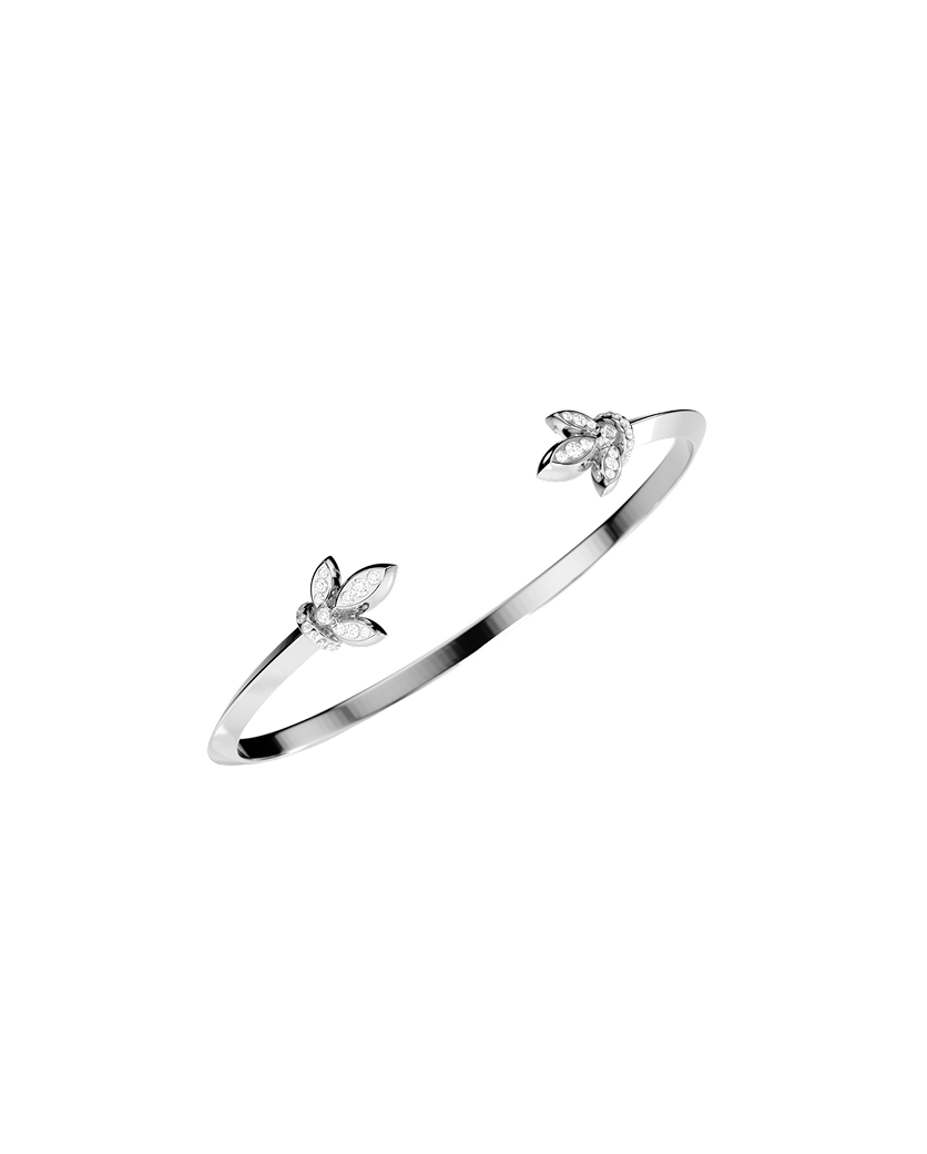 Petal-Design Diamond Accent Gold Bangle