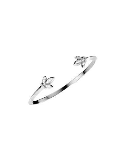 Petal-Design Diamond Accent Gold Bangle