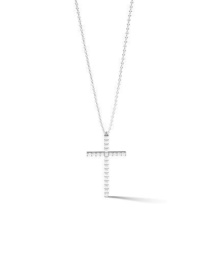 White Gold Cross Necklace with Diamonds