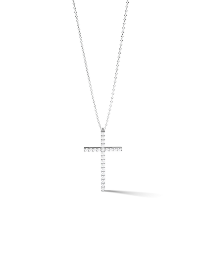 White Gold Cross Necklace with Diamonds