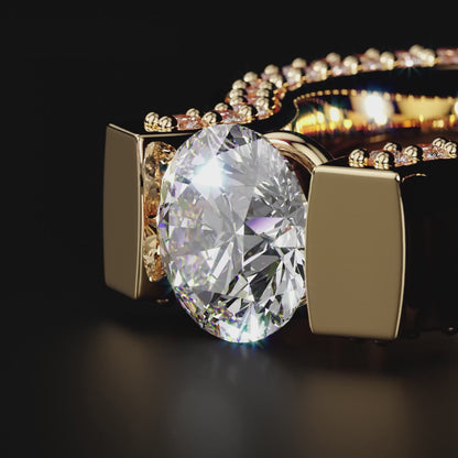 Yellow Gold Pavé Diamond Solitaire Ring