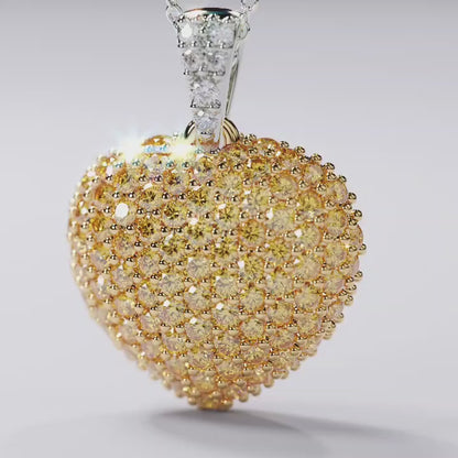 Two-Tone Heart Pendant with Yellow Diamonds